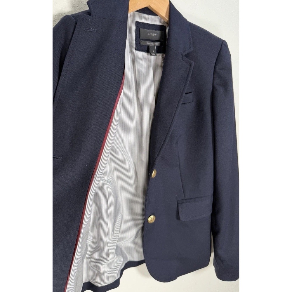 J Crew Schoolboy Blazer Womens Sz 2 Wool Blend Gold Buttons Navy Classic Preppy - Picture 3 of 9
